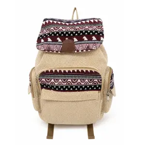 Handmade Himalayan Hemp & Cotton Backpack – Eco-Friendly Boho Daypack / Rucksack with 7 Pockets | Made in Nepal