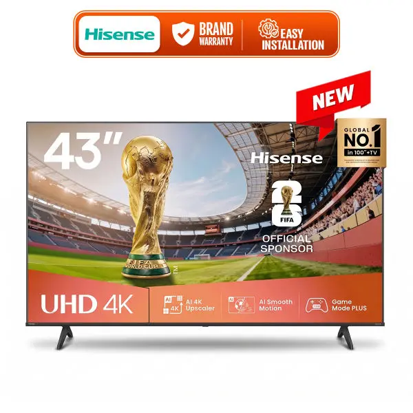 Hisens 43 inch 4K UHD Smart Tv Bazelless Design 43A6Q (2026)