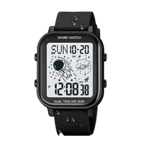 I Fashion Trend Astronaut Watch Double Time Countdown Simple Large Screen Display Waterproof Sports Electronic Watch 1971