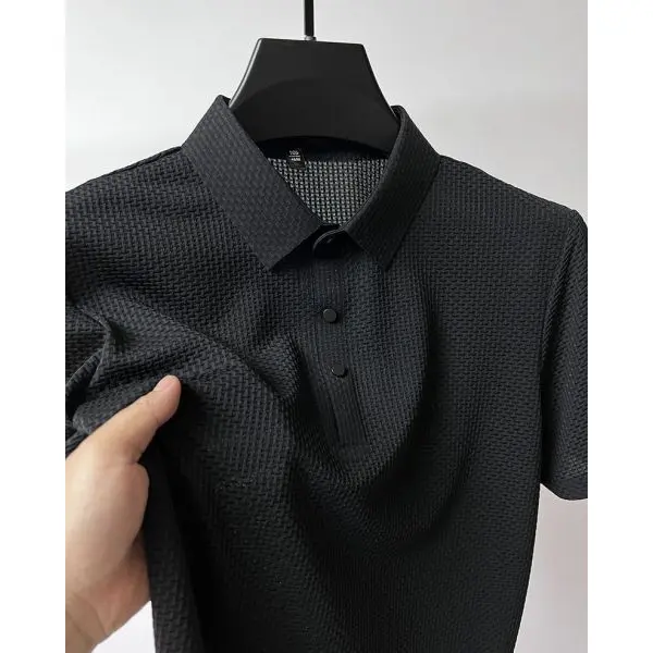Men's Summer Stylish Ice Silk Fabric Polo T-Shirt - Image 5