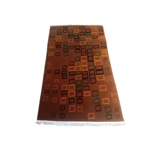 Rusty Modern Nepali Hand-Knotted Galaicha - 60 Knots Woolen Carpet (94 cm x 157 cm)