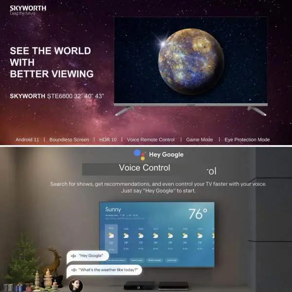 Skyworth 43 inch FHD Smart Google Android Tv Bluetooh Frameless Voice Command - Image 5