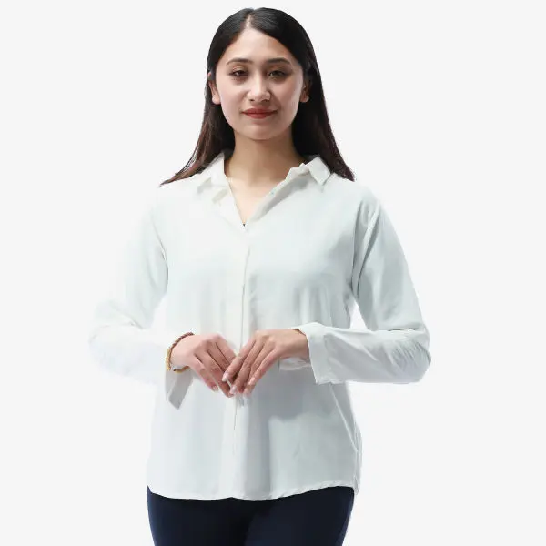 Tailor Stitch Plain Formal Full Sleeve Shirt For Women. - Fashion | Shirts For Women | Women's Wear | - Image 4