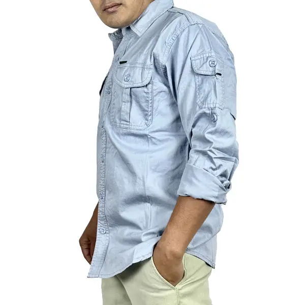 VIRJEANS (VJC827) Cargo Pocket Shirt For Men-Blue - Image 2