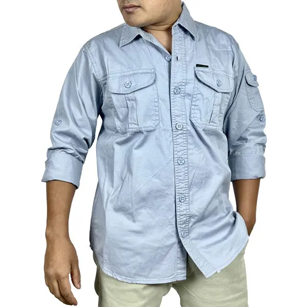 VIRJEANS (VJC827) Cargo Pocket Shirt For Men-Blue - Image 3