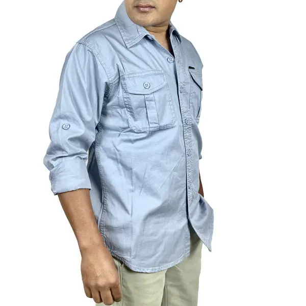 VIRJEANS (VJC827) Cargo Pocket Shirt For Men-Blue - Image 4