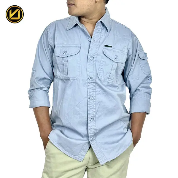 VIRJEANS (VJC827) Cargo Pocket Shirt For Men-Blue
