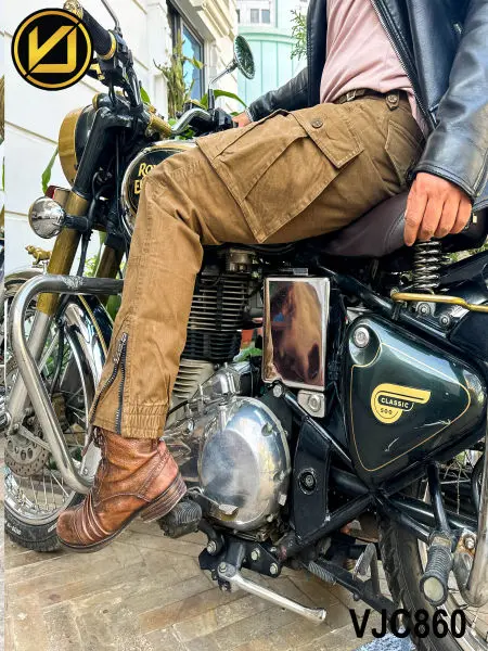 VIRJEANS (VJC860) Stretchable Cargo Multi Pocket Box Zipper Joggers Pant For Men-Brown - Image 2