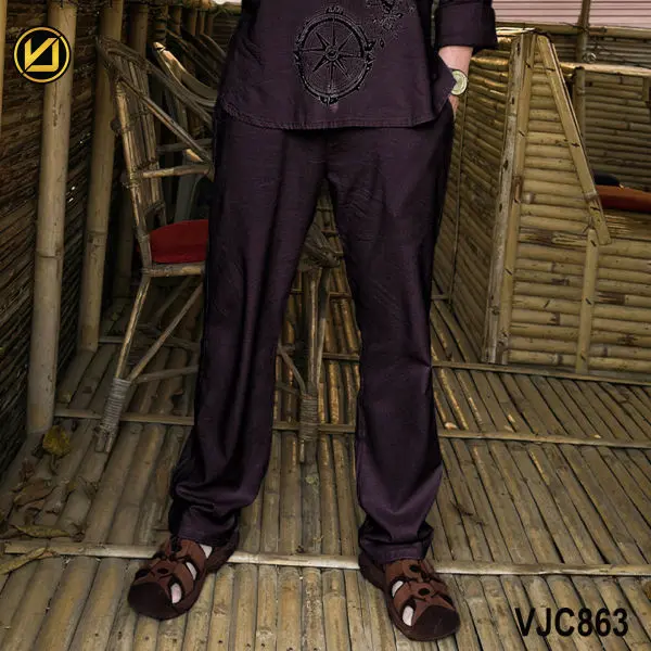 VIRJEANS (VJC863) Summer Linen Stretchable Trouser For Men- Coffee - Image 3