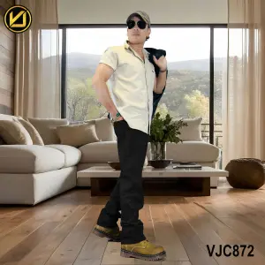 VIRJEANS (VJC872) Stretchable Cotton Straight Fit Pants For Me- Black
