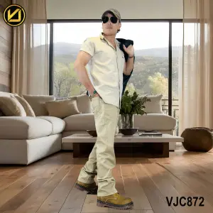 VIRJEANS (VJC872) Stretchable Cotton Straight Fit Pants For Men- Khaki