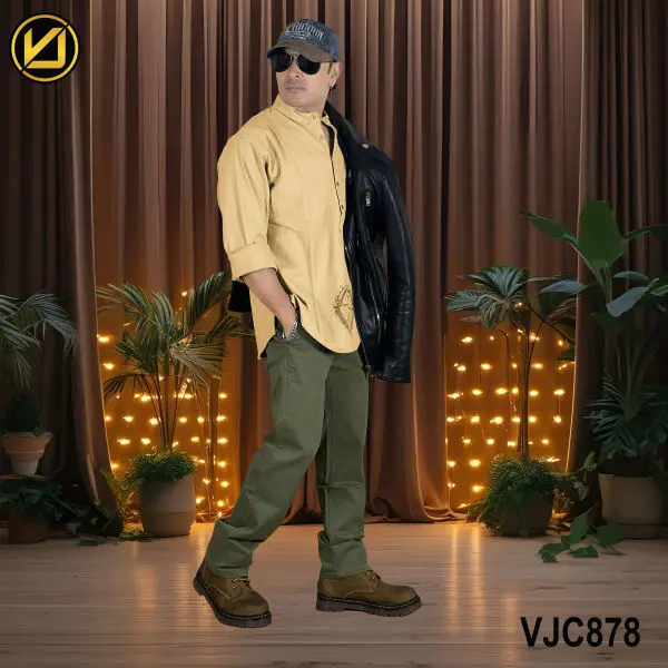 VIRJEANS (VJC878D) Linen Stretchable Kurta Shirt For Men-Yellow