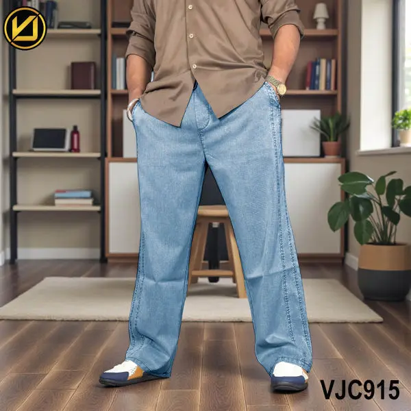 VIRJEANS (VJC915) Summer Soft Ultra Thin Lyocell Baggy Trouser/Pant For Men- Light Blue - Image 4