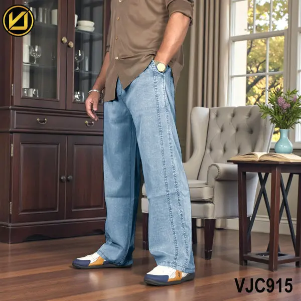 VIRJEANS (VJC915) Summer Soft Ultra Thin Lyocell Baggy Trouser/Pant For Men- Light Blue - Image 5