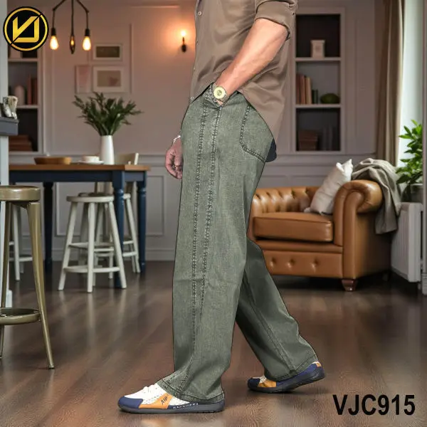 VIRJEANS (VJC915) Summer Soft Ultra Thin Lyocell Linen Baggy Trouser/Pant For Men- All Colors - Image 3
