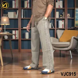 VIRJEANS (VJC915) Summer Soft Ultra Thin Lyocell Linen Baggy Trouser/Pant For Men-Grey