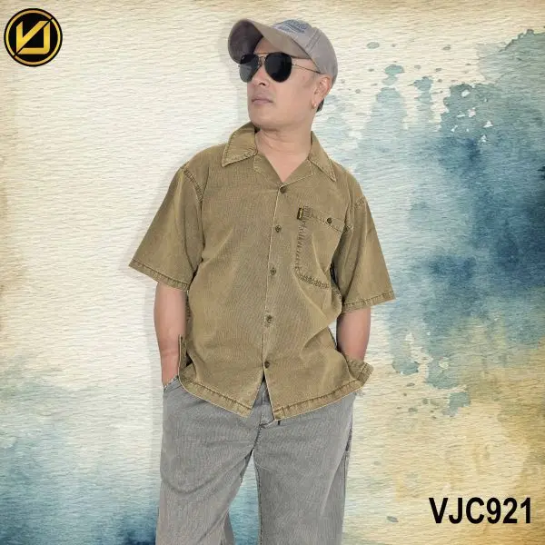 VIRJEANS (VJC921) Summer Lyocell UltraSoft Half Shirt For Men- Khaki