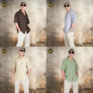 VIRJEANS (VJC925) Linen Summer Ultrasoft Half Shirt For Men- All Colors