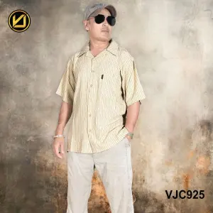 VIRJEANS (VJC925) Linen Summer Ultrasoft Half Shirt For Men- Cream