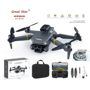 Y3 MAX Multicolor Folding Droone with 4K Dual Camera | 5-Sided Obstacle Avoidance | WiFi FPV Live Video | GPS Positioning | Gesture Selfie | 360° Flip | App + Remote Control Quadcopter Droone
