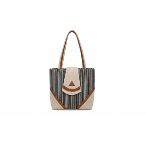 Elegant Cotton Top-Handle Bag with Geometric Design for Women