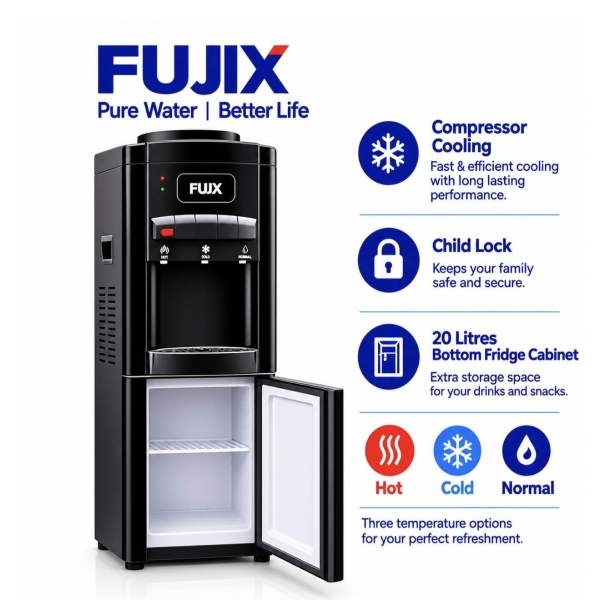 Fujix Water Dispenser Normal Hot & Cold With Compressor Cooling - Image 5