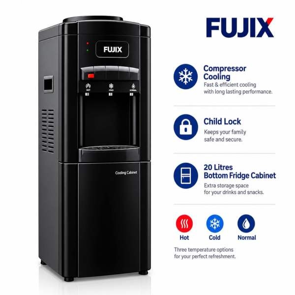 Fujix Water Dispenser Normal Hot & Cold With Compressor Cooling