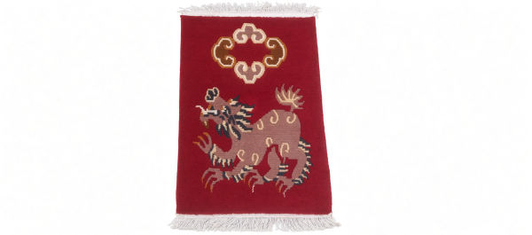 Handmade Nepali Woolen Carpet 60 Knots - Red Traditional Tibetan Dragon Design Rug (44 Cm x 64 Cm) - Image 2