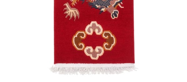 Handmade Nepali Woolen Carpet 60 Knots - Red Traditional Tibetan Dragon Design Rug (44 Cm x 64 Cm) - Image 5