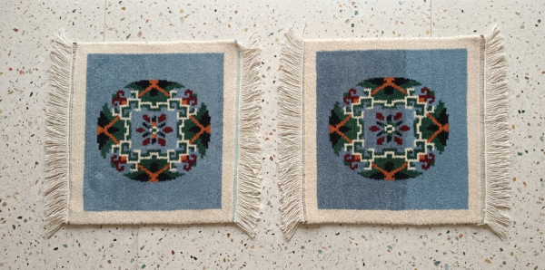 Handmade Nepali Woolen Carpet Set (3 Pcs) for Car, Taxi & Sofa - 60 Knots Traditional Blue Galaicha (1 Long Runner + 2 Small Mats) - Image 3