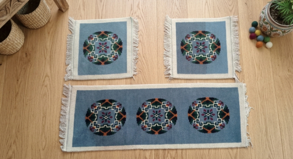 Handmade Nepali Woolen Carpet Set (3 Pcs) for Car
