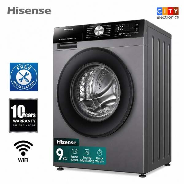 Hisens 9 Kg Front Load Washing Machine Inverter 1400 RPM Steam Wash Pause & Add - Image 3