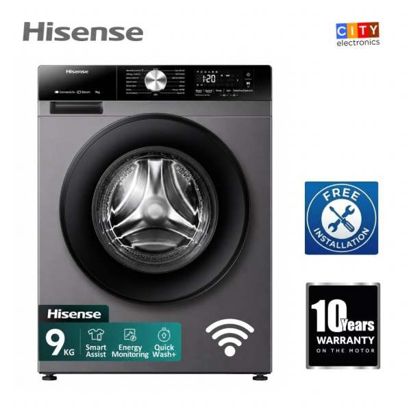 Hisens 9 Kg Front Load Washing Machine Inverter 1400 RPM Steam Wash Pause & Add - Image 4