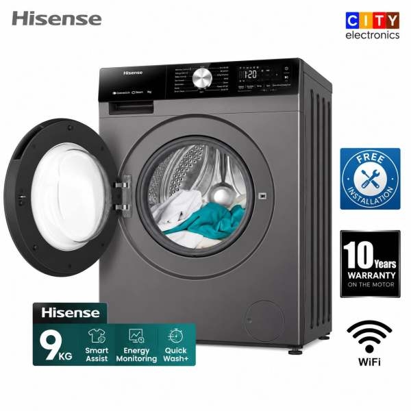 Hisens 9 Kg Front Load Washing Machine Inverter 1400 RPM Steam Wash Pause & Add - Image 5