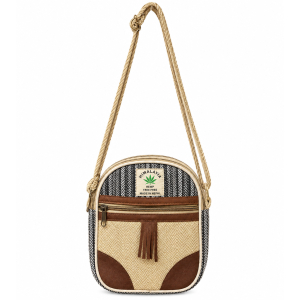 Nepal-Crafted Cotton & PU Leather Crossbody: Unisex Style & Durable Comfort
