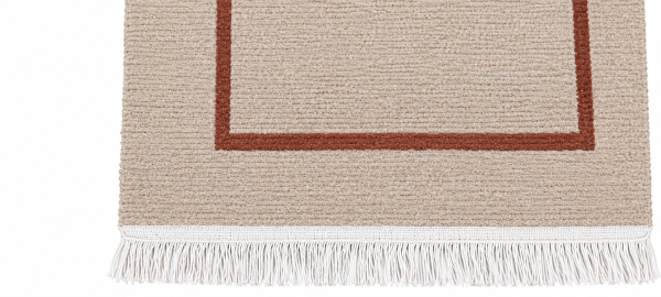 Nepali Handknotted Hemp & Wool Runner Rug 64x193 cm Beige Plain Border Style 60 Knots with Fringes - Image 3