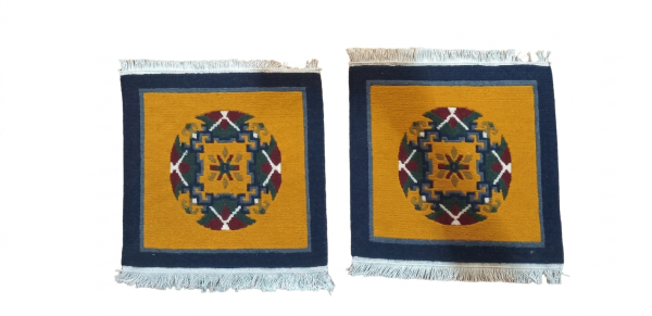 Premium Hand-Knotted Nepali Woolen Carpet Galaicha Set for Car, Taxi & Sofa (3 Pcs Set) - Yellow - Image 3
