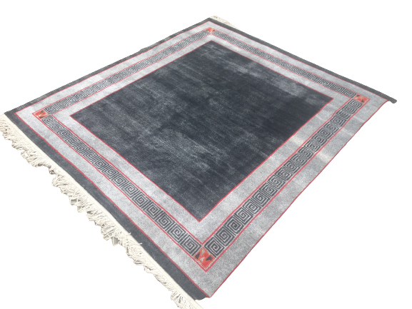 Premium Hand-Knotted Nepali Woolen Carpet - Grey Traditional Tibetan Weave Rug (60 Knots