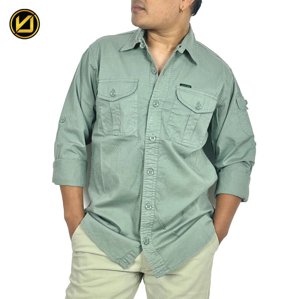 VIRJEANS (VJC827) Cargo Pocket Shirt For Men-Emerald Green