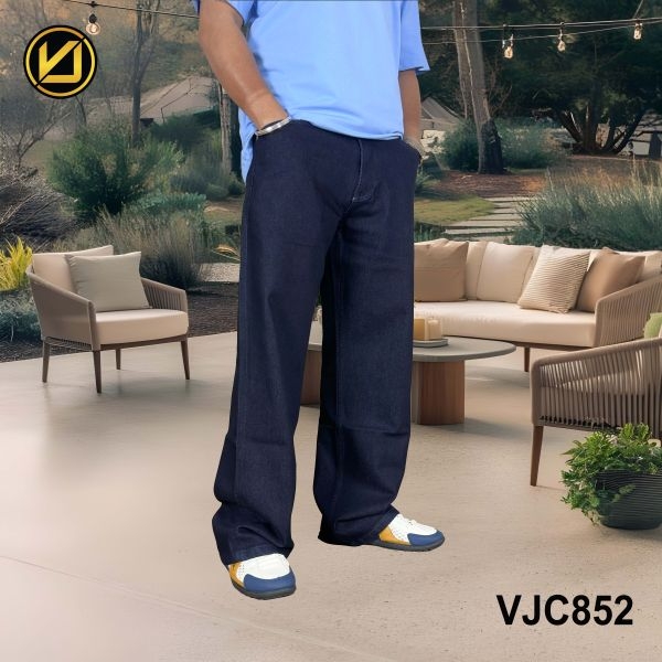 VIRJEANS (VJC852) Stretchable Baggy Denim Jeans Pant For Men- Plan Dark Carbon Blue - Image 4