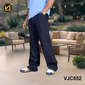 VIRJEANS (VJC852) Stretchable Baggy Denim Jeans Pant For Men- Plan Dark Carbon Blue