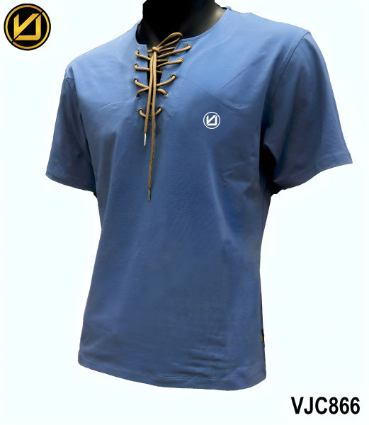 VIRJEANS (VJC866) Plain Stylish T-shirt For Men- Blue - Image 4