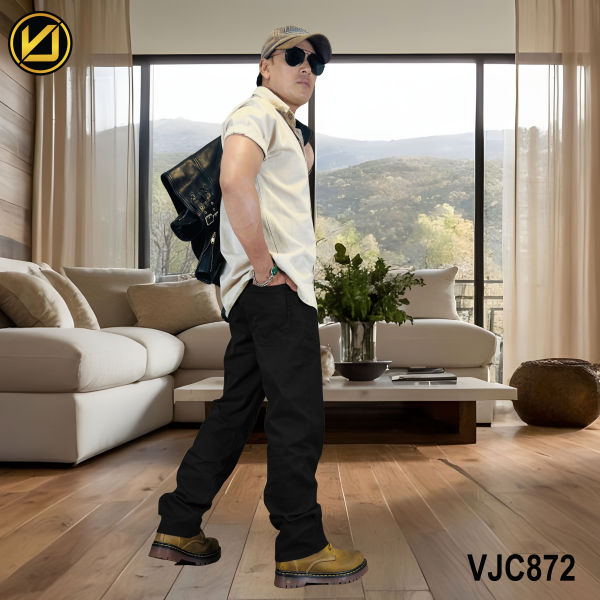 VIRJEANS (VJC872) Stretchable Cotton Straight Fit Pants For Me- Black - Image 2