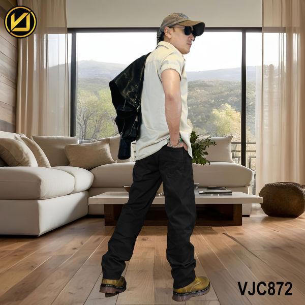 VIRJEANS (VJC872) Stretchable Cotton Straight Fit Pants For Me- Black - Image 4