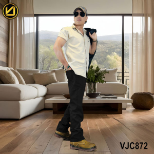 VIRJEANS (VJC872) Stretchable Cotton Straight Fit Pants For Me- Black