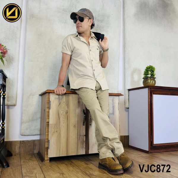 VIRJEANS (VJC872) Stretchable Cotton Straight Fit Pants For Men- Khaki - Image 2