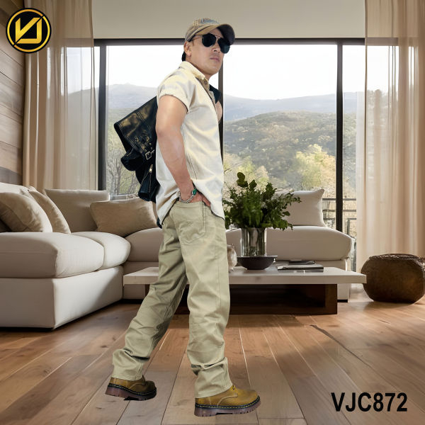 VIRJEANS (VJC872) Stretchable Cotton Straight Fit Pants For Men- Khaki - Image 4