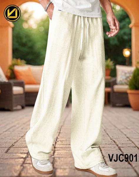 VIRJEANS (VJC901) Summer Linen Baggy Trouser For Men -OffwhiteColors - Image 2