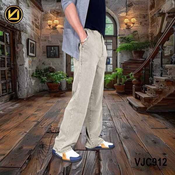 VIRJEANS (VJC912) Summer Soft Ultra Thin Lyocell Linen Trouser/Pant For Men-Grey