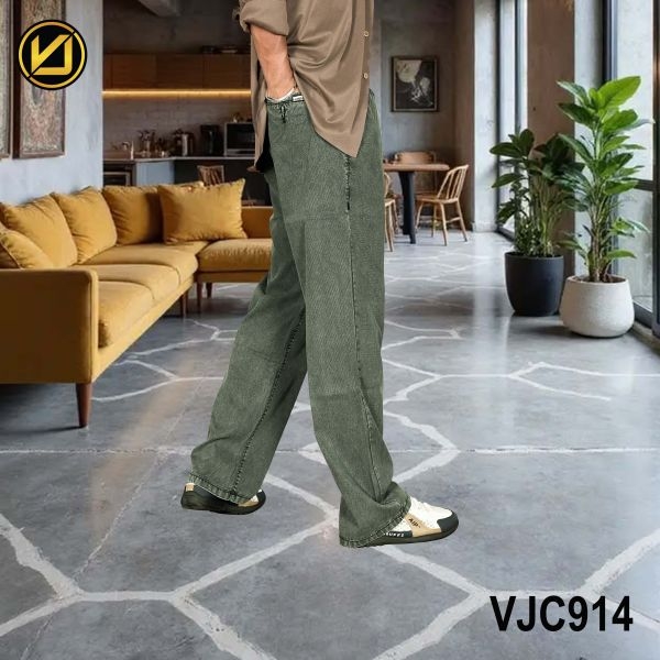 VIRJEANS (VJC914) Summer Soft Ultra Thin Lyocell Linen Trouser/Pant For Men- Olive Green - Image 3